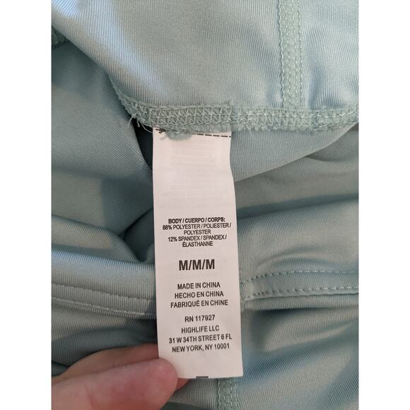 Reebok Capri Leggings M Blue Workout Activewear Wide Waistband Logo Slim Fit Gym - Picture 6 of 12